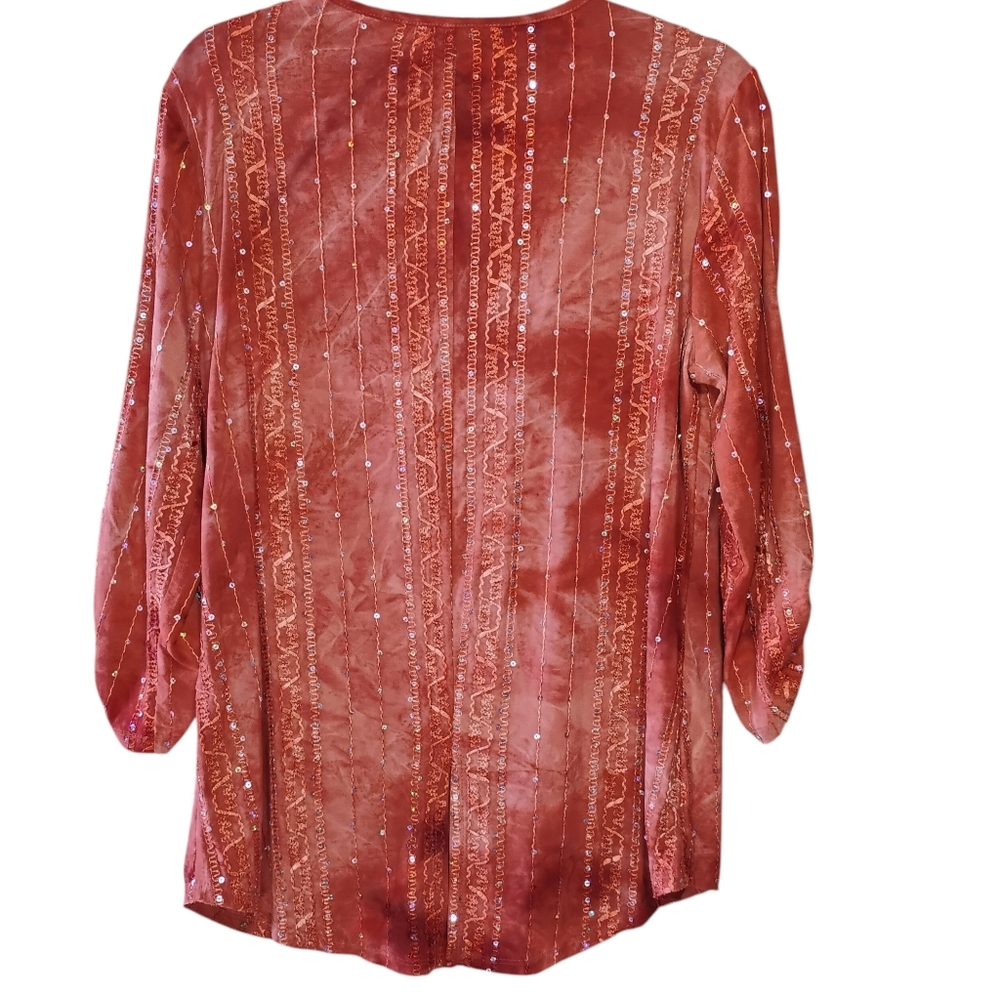 Sami & Jo Rust Pink Beaded V-Neck Tunic - Picture 2 of 4